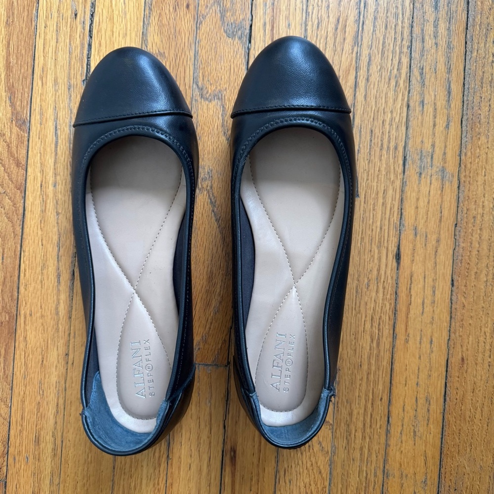 Alfani Black Leather Flats for Women